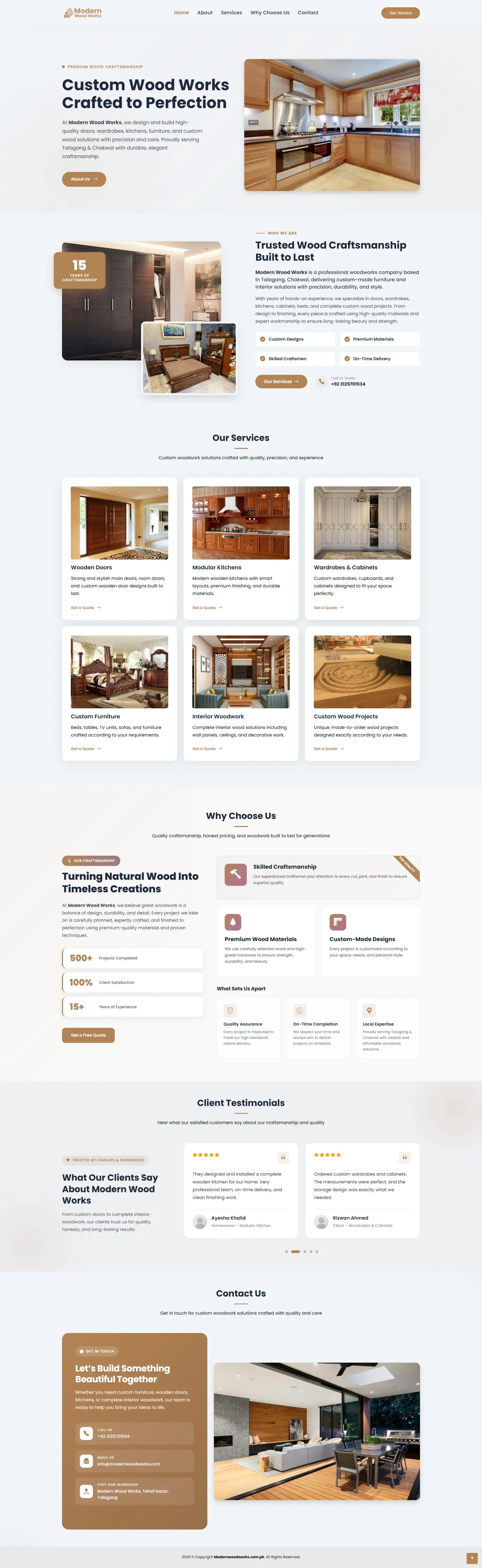 Modern Wood Works — Local Craftsmanship Business Website